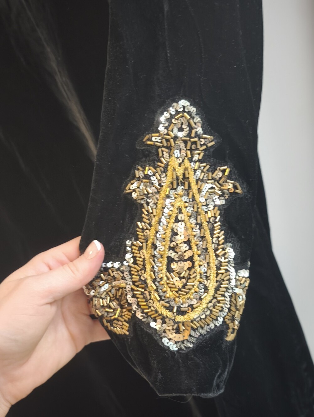 Soft Surroundings Heritage Black Velvet Embellished Duster Coat - Picture 10 of 10